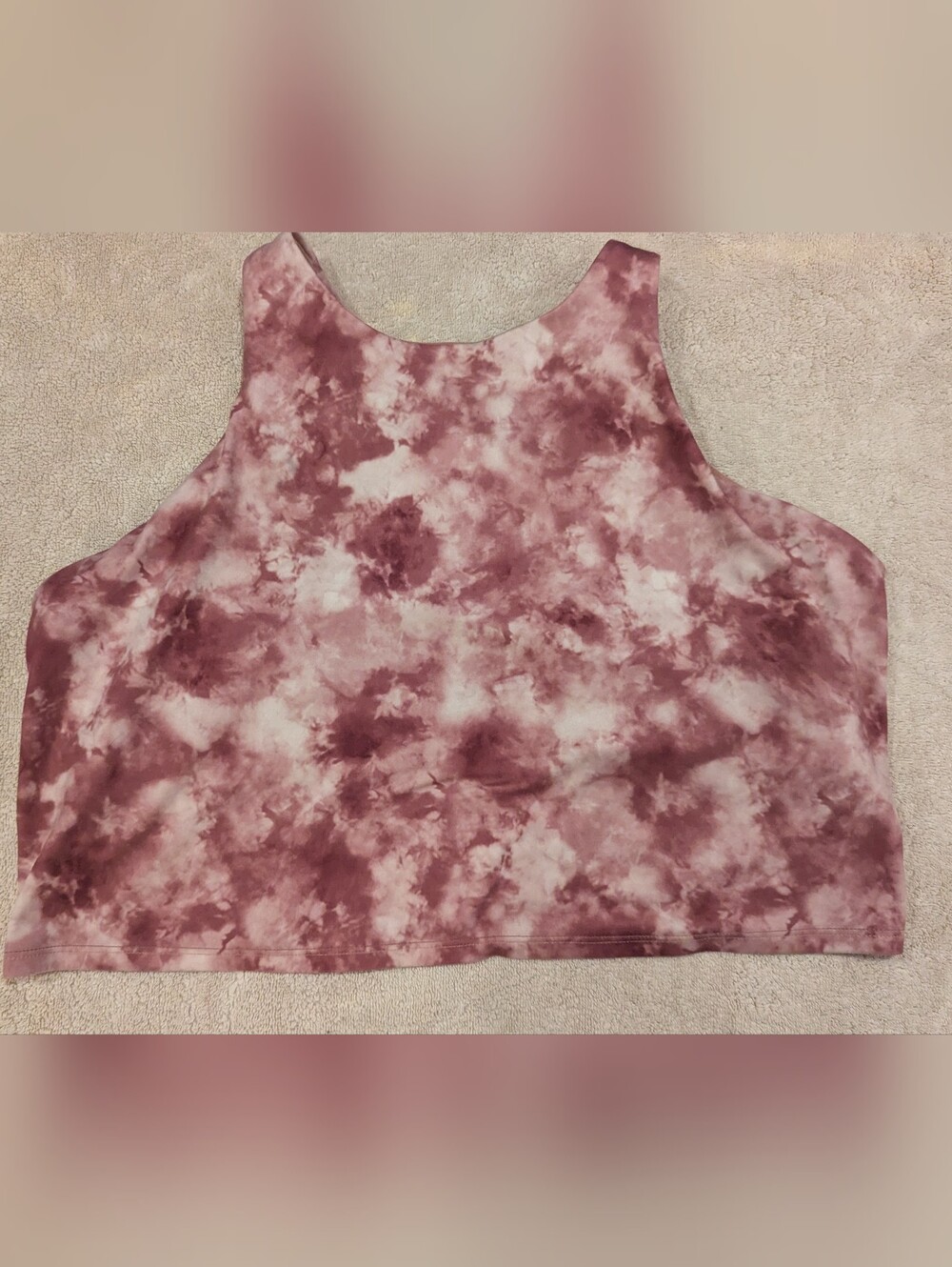 $15 Athleta 1X Conscious Crop Printed D-DD Sports Bra Tank Top Tie Dye Pink EUC